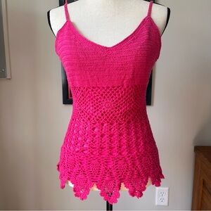 MKM Designs Hot Pink Crochet Tank Top